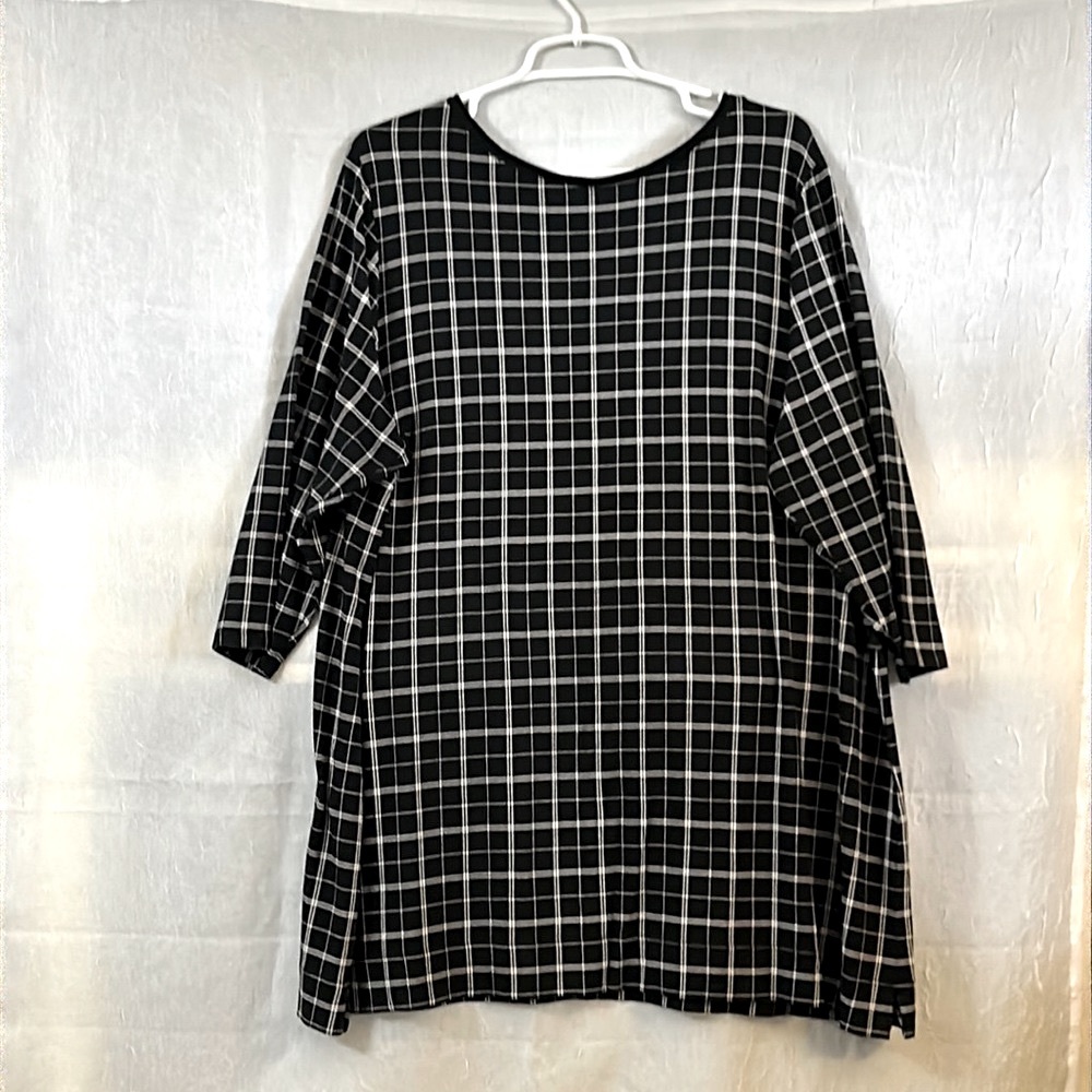 JJILL tunic black white windowpane wearever 2X